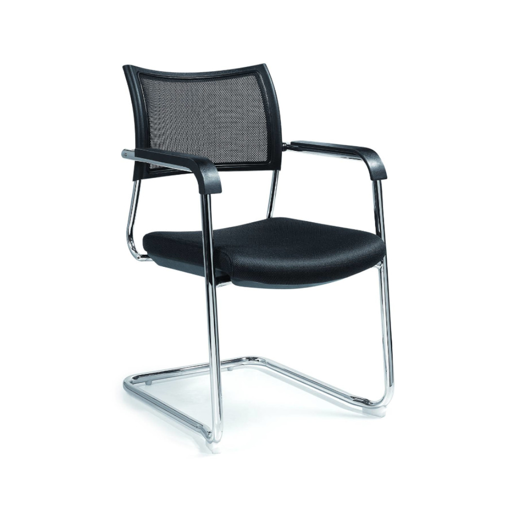 Chaise de réunion filet confort pieds chrome et empilable  Burostock