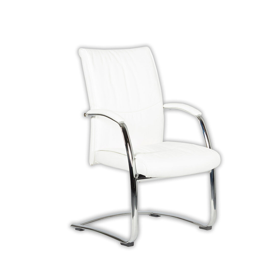 Fauteuil visiteur cuir 350 coloris blanc