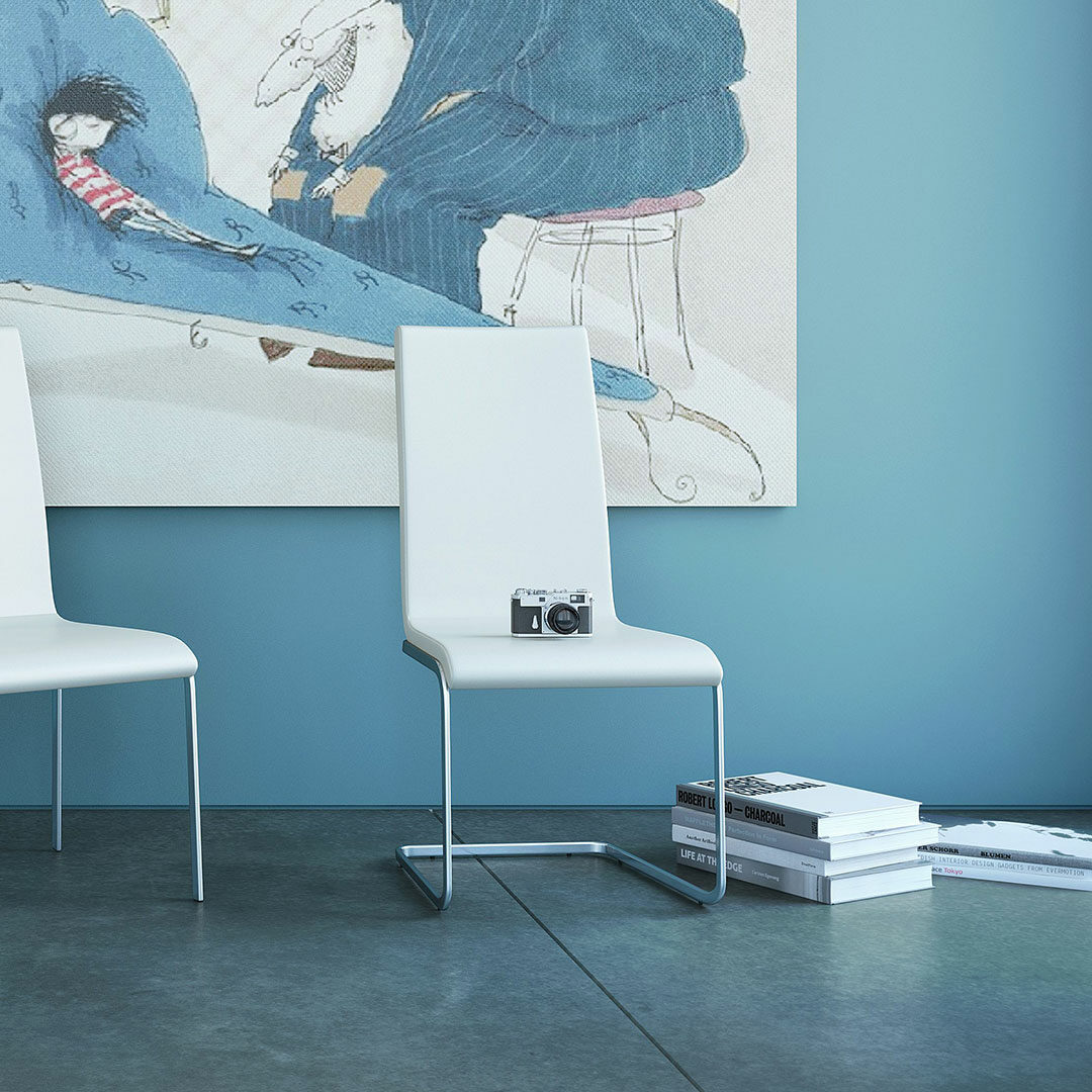Chaise visiteur design alex finition simili blanc