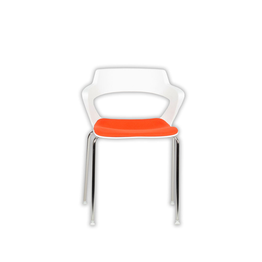 Chaise visiteur LEYA 4 pieds coloris blanc assise orange