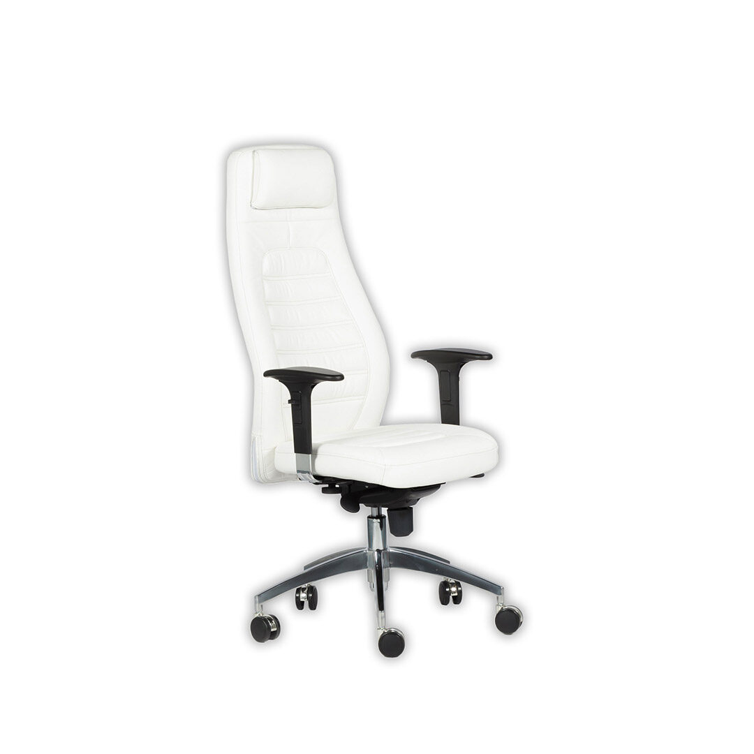 Fauteuil de direction cuir blanc NAVARA