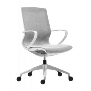 Chaise de bureau ergonomique design vision blanc gris