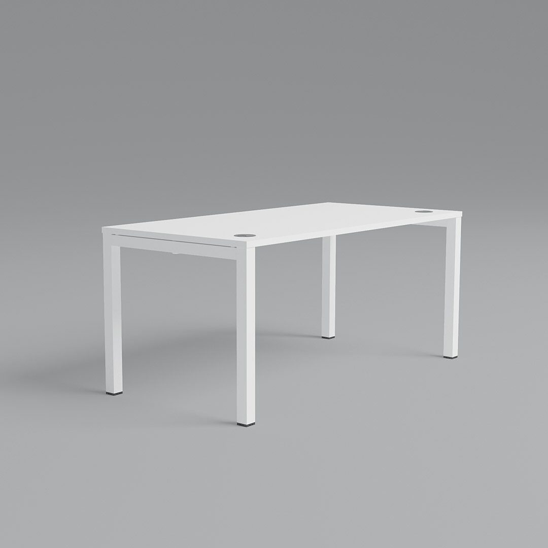 Bureau individuel ALYA pieds arche blanc plateau finition blanc