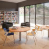 Table de réunion ronde ENSEMBLE Hêtre pied aluminium