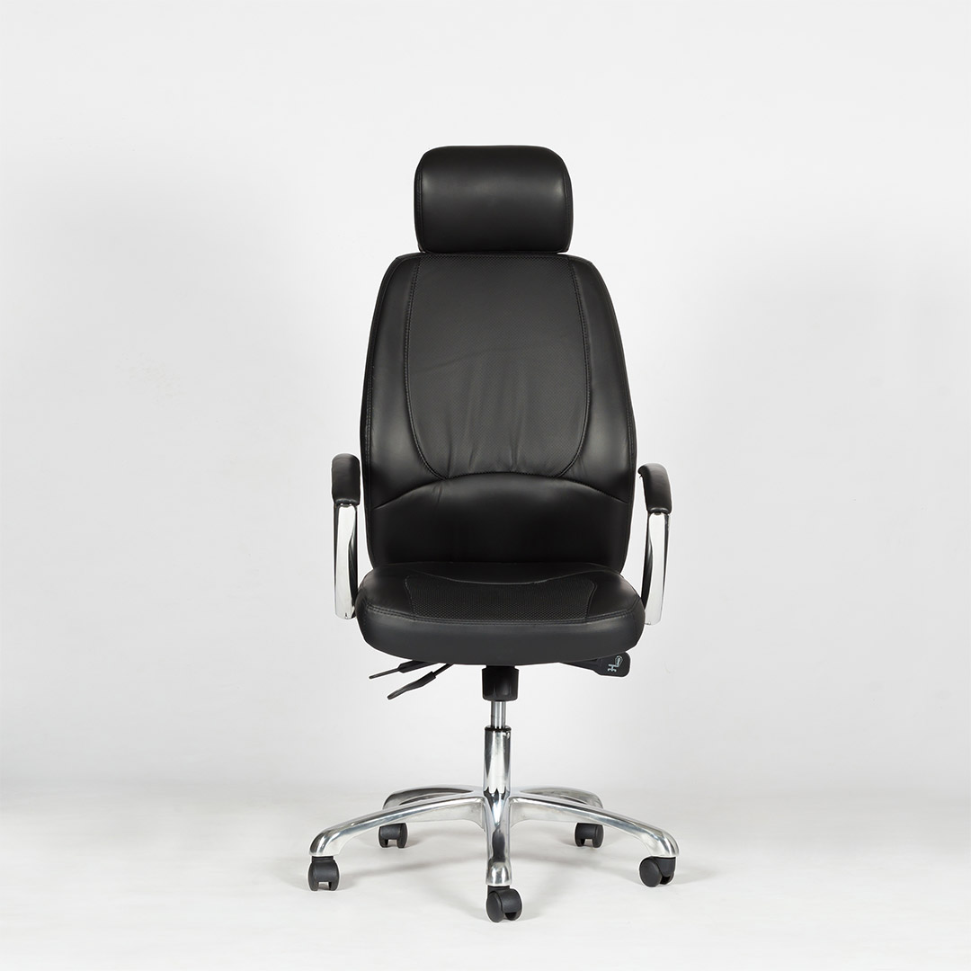 FAUTEUIL DE DIRECTION EN CUIR ASTON | AVEC ACCOUDOIRS | NOIR | CERTEO