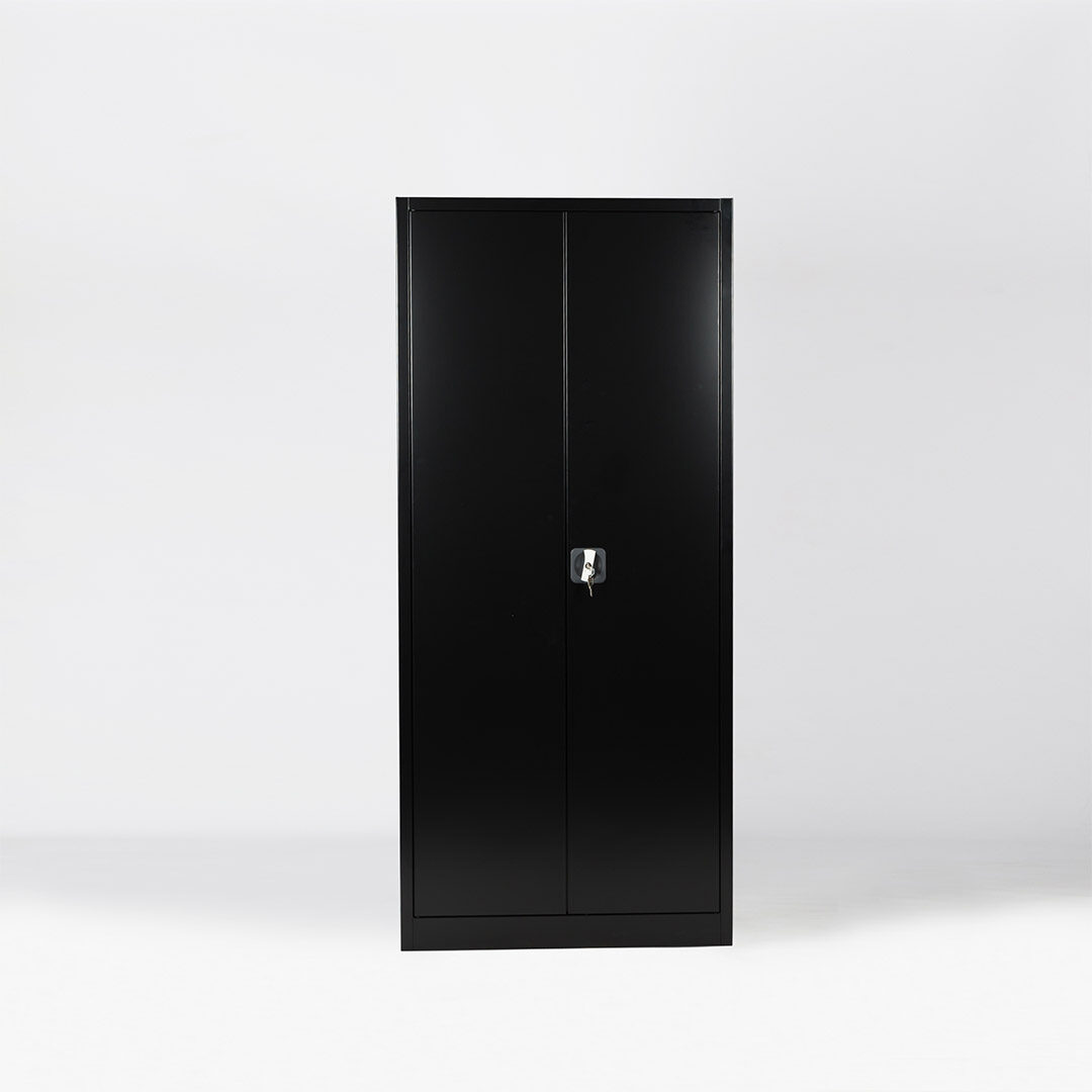 Armoire de bureau métallique robuste portes battantes coloris noir