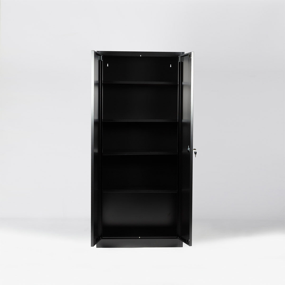 Armoire de bureau métallique robuste portes battantes coloris noir