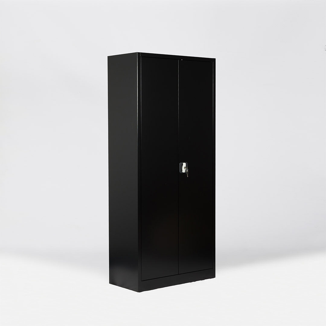 Armoire de bureau métallique robuste portes battantes coloris noir