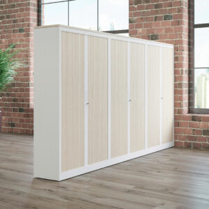 Armoire rideaux Classif métal blanc chêne fil