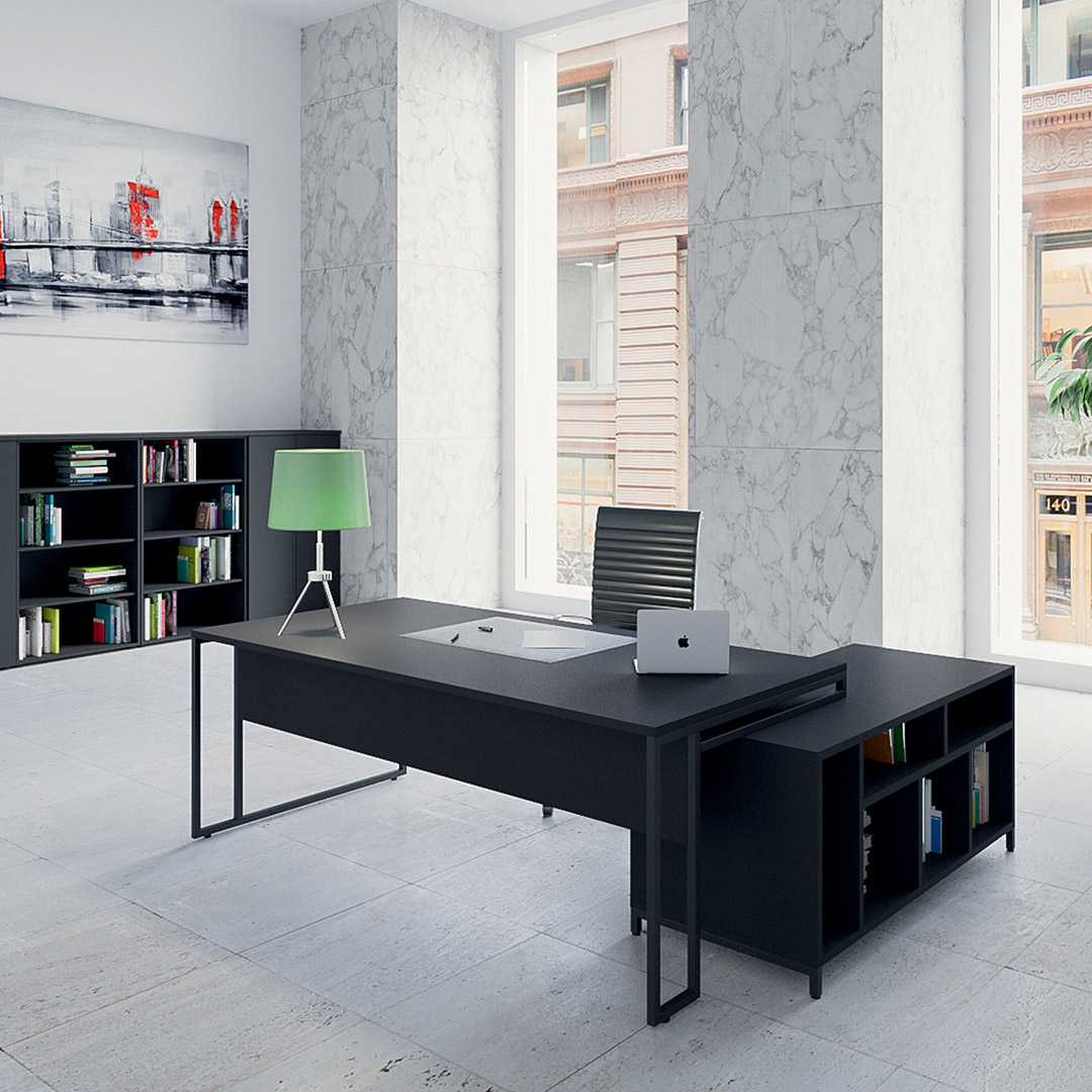 Bureau style industriel gris et noir