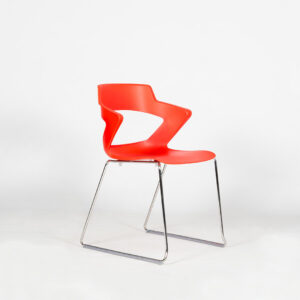 Chaise visiteur Leya avec pieds luge de couleur rouge