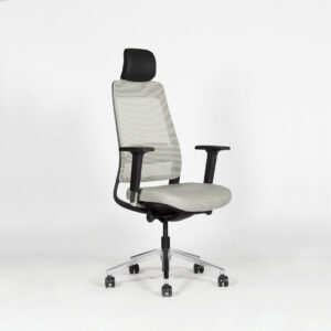 Fauteuil de bureau ergonomique MAXPRO BLANC, tissu et maille, avec