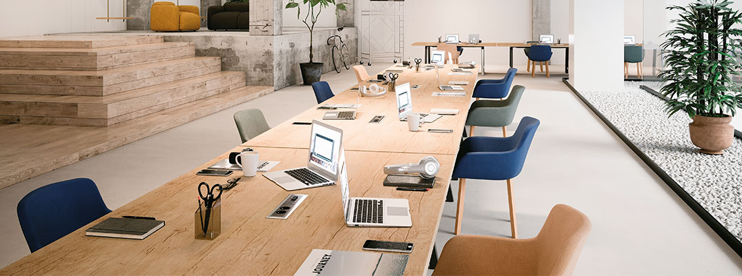 Table de reunion design Vienne avec plateau finition timber