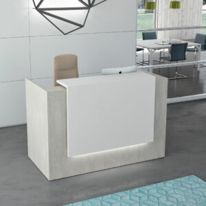 Bureau d'accueil moderne Zoé béton top blanc