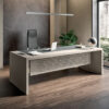bureau-direction-come-orme-gris-insert-cuir