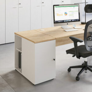 Caisson hauteur bureau avec porte OPENBOX blanc