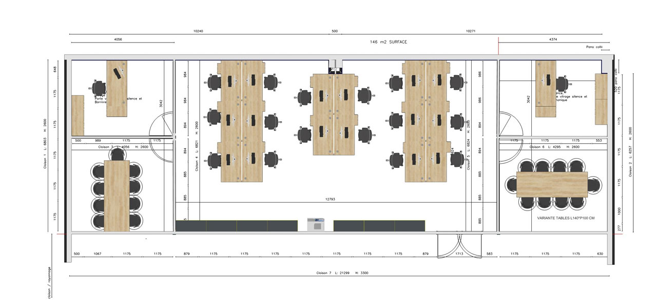 plan 2d agencement espace