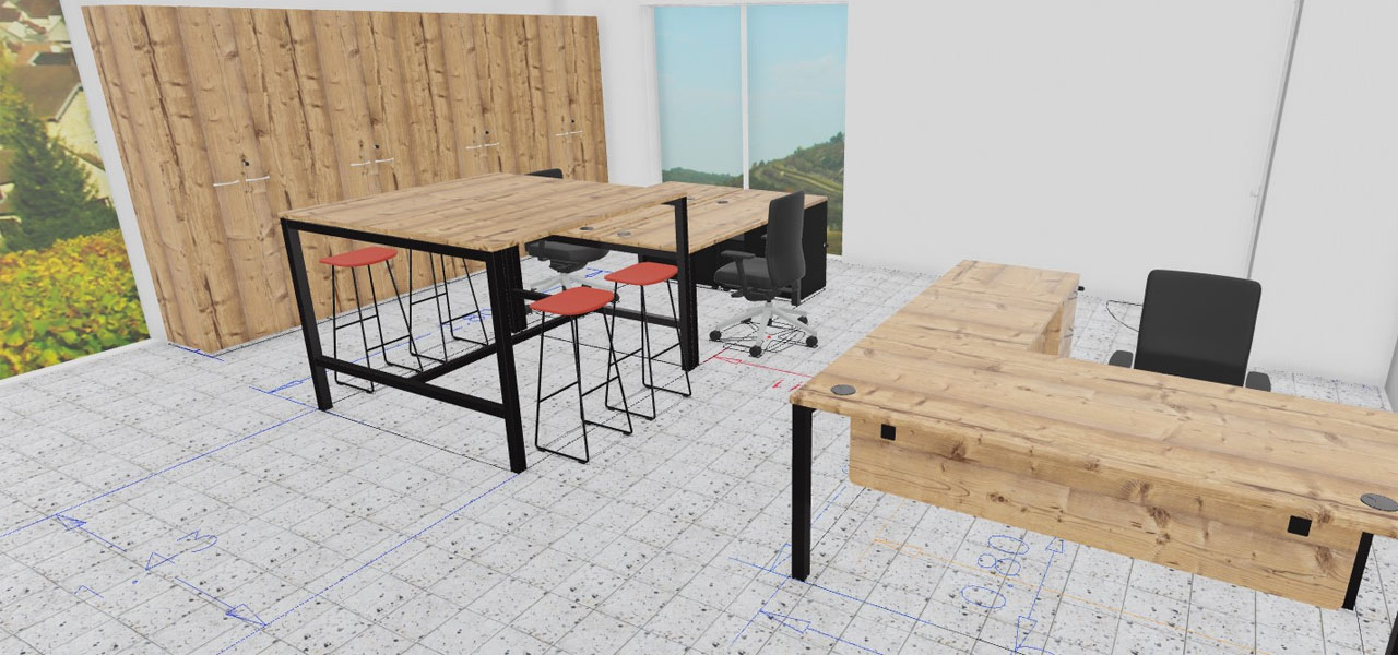 plan 3D amenagement open space