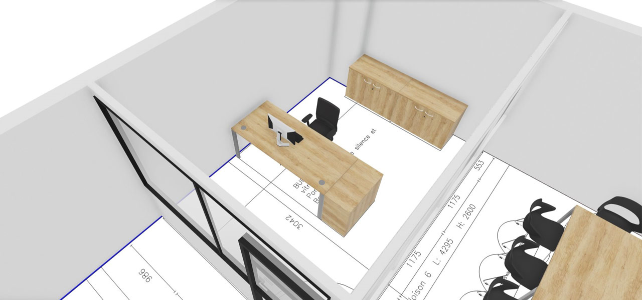 plan 3d bureau individuel