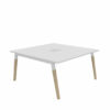 Table de réunion carrée 6 Personnes ERIKA finition blanc piétement époxy blanc / bois avec Double Top Access