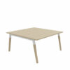 Table de réunion carrée 6 Personnes ERIKA finition bois piétement époxy blanc / bois