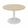 Table de réunion ronde ENSEMBLE Chêne fil pied blanc