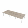 Bureau Bench 6 personnes Paris pieds trapèze piétement blanc plateau argile