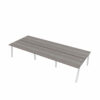 Bureau Bench 6 personnes Paris pieds trapèze piétement blanc plateau finition cèdre