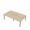 Bureau Bench 4 personnes Paris pieds trapèze piétement aluminium plateau finition chêne fil
