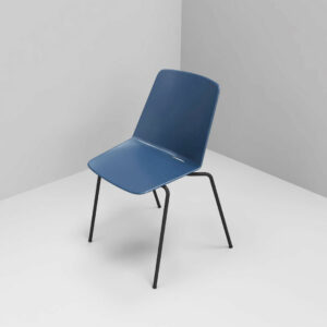 Chaise de réunion polypropylène 4 pieds Reno bleu pétrole
