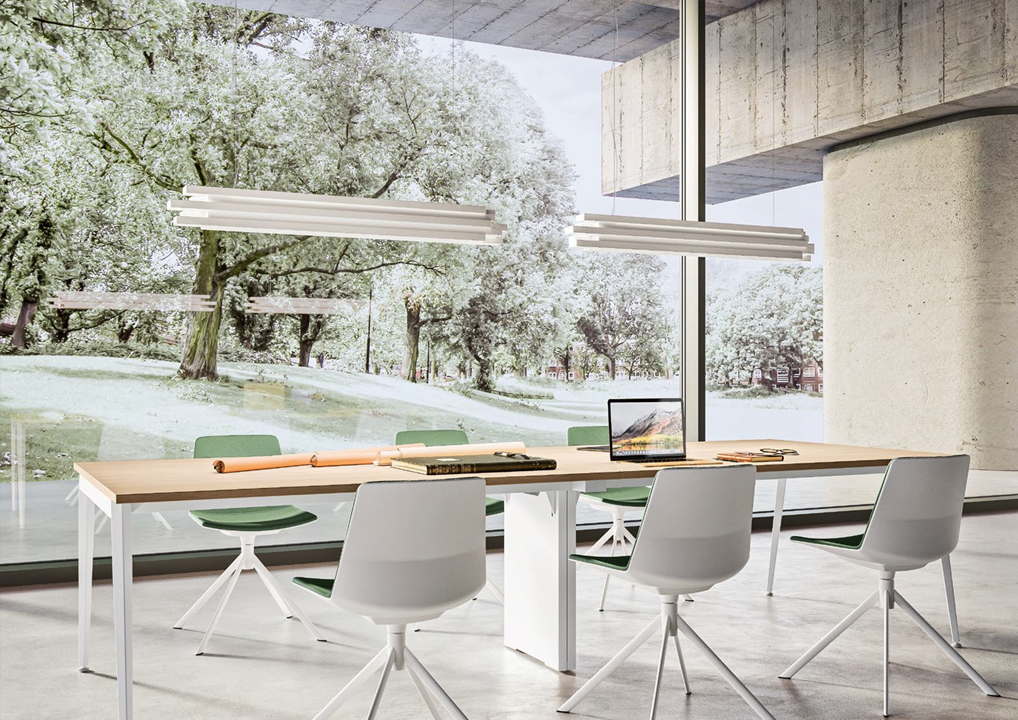 decoration industriel table reunion quadrifolio