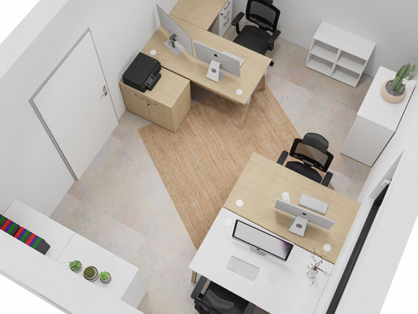 amenagement bureau plan 3d