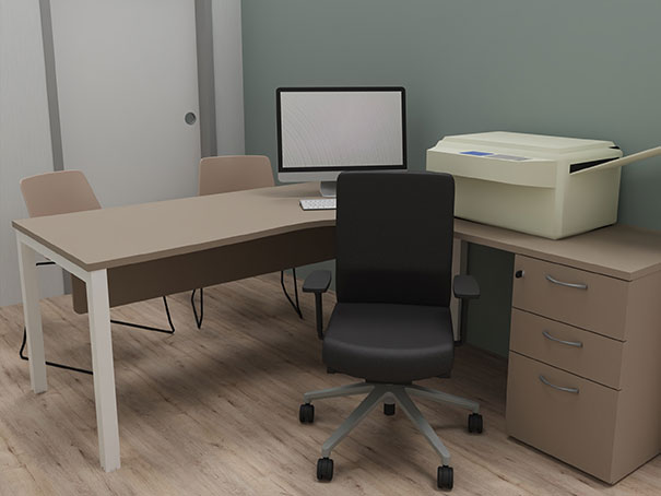 plan 3d bureau secretaire