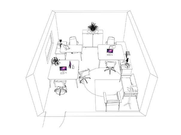 realisation amenagement client cremat open space 3D