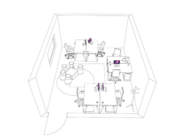 realisation amenagement client cremat open space 3D