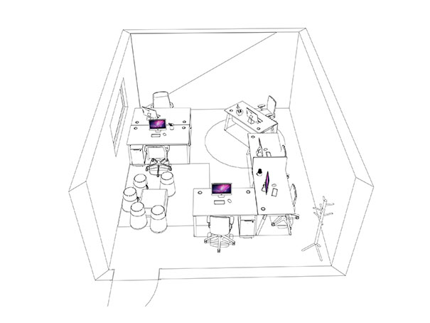 realisation amenagement client cremat open space 3D