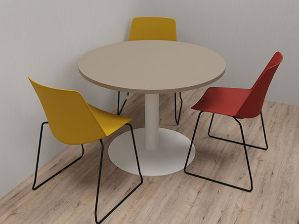 table ronde pied tulipe plan 3d