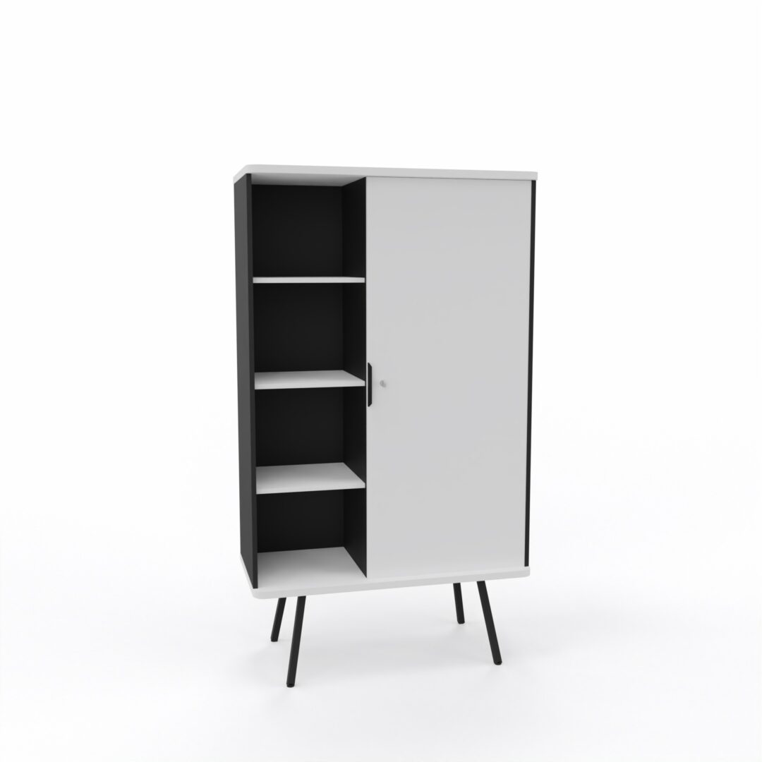 Armoire haute OHIO - Blanc - Noir