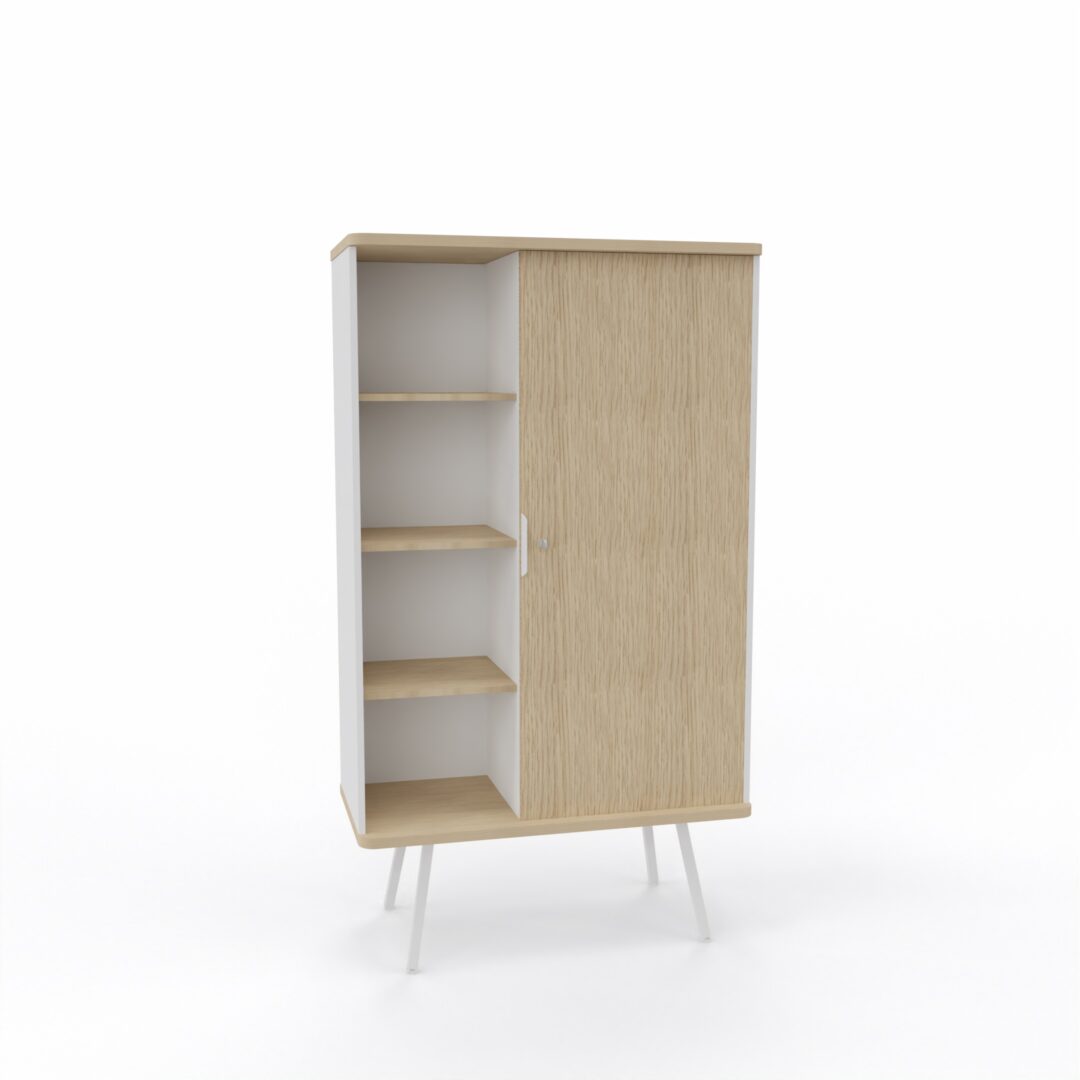 Armoire haute OHIO - Chêne fil - Blanc