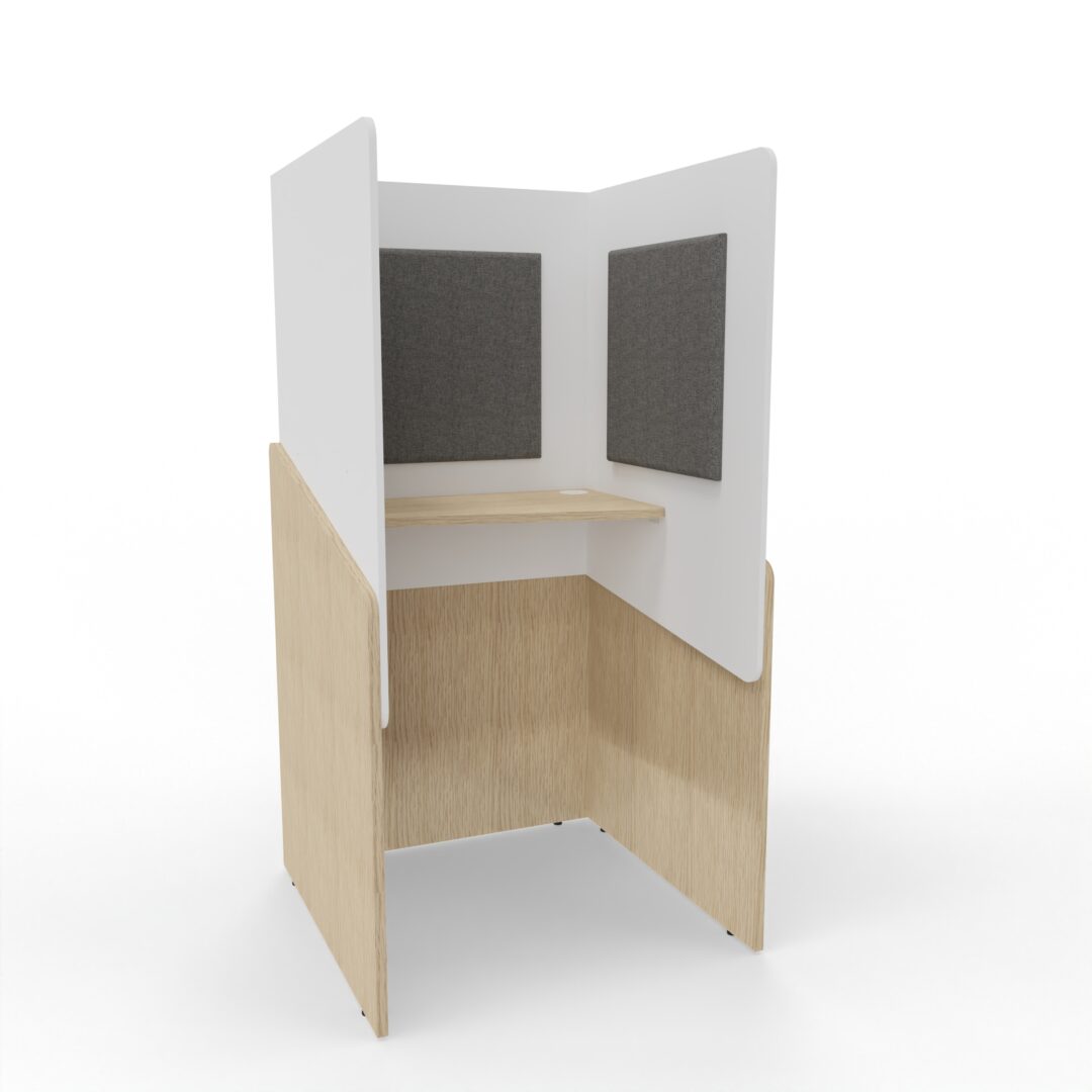 Cabine de confidentialité debout ZEN chene fil, gris