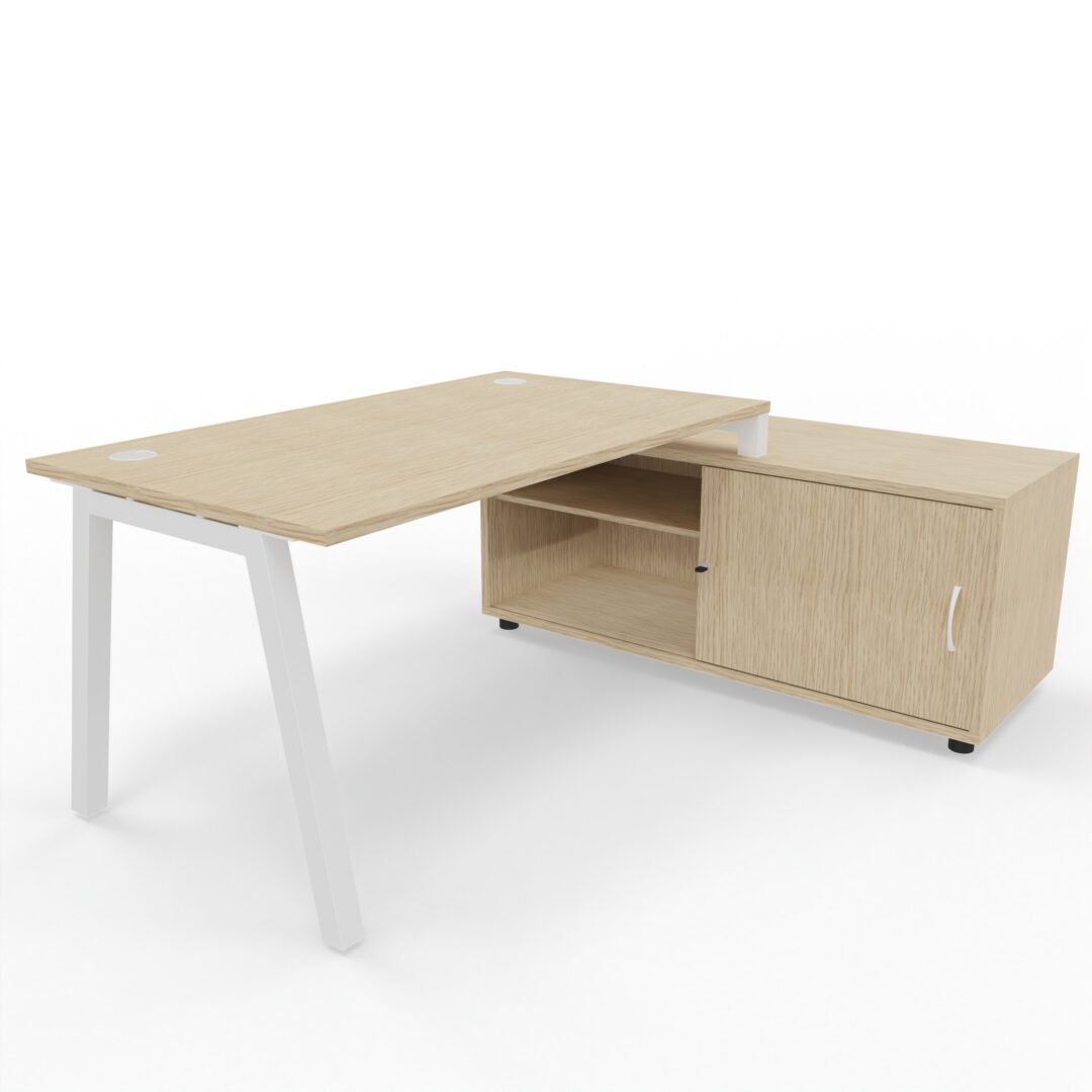Bureau PARIS avec bbox chene fil pieds blancs
