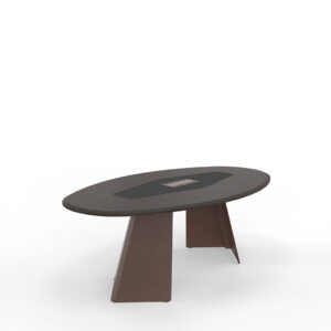 Table de réunion ovale CLASSY avec insert cuir
