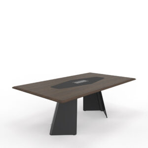 Table de réunion rectangulaire CLASSY avec insert cuir